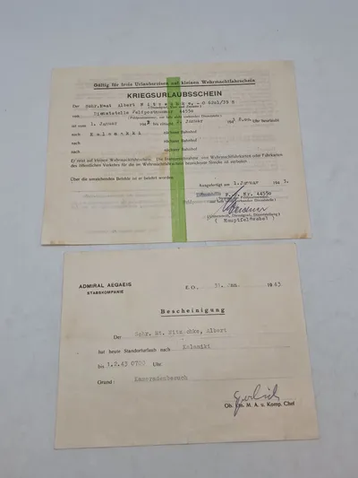 Originale tyske ww2 papirer til samme mand