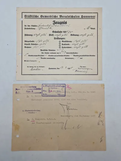Originale tyske ww2 dokumenter, bl.a. Kriegsmarine