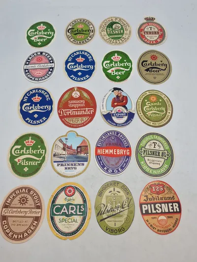 Samling originale øl etiketter