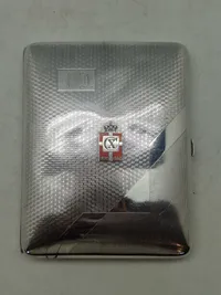 Originalt stort cigar itui med kongemærke, Alpaca sølv