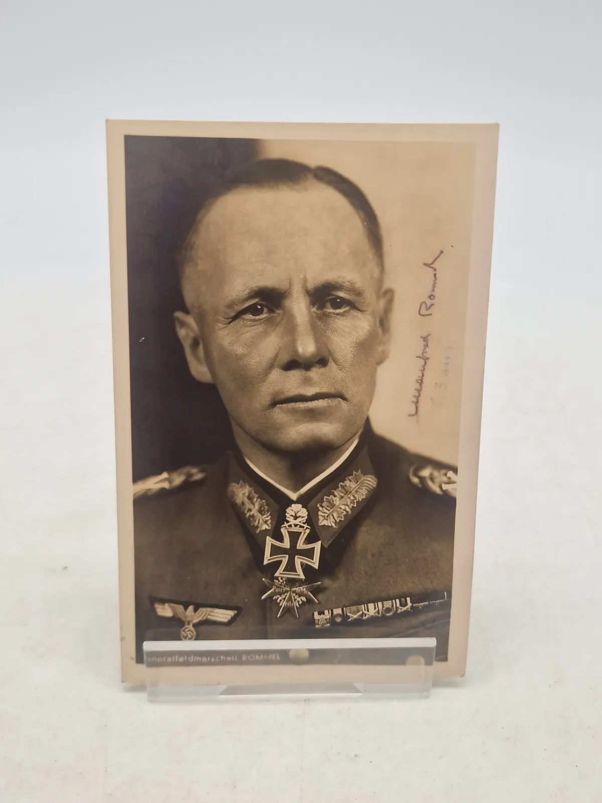 Originalt foto af Erwin Rommel signeret af hans søn Manfred Rommel 1928-2013