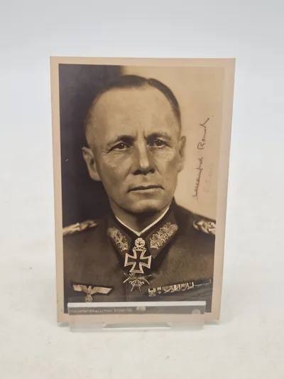 Originalt foto af Erwin Rommel signeret af hans søn Manfred Rommel 1928-2013