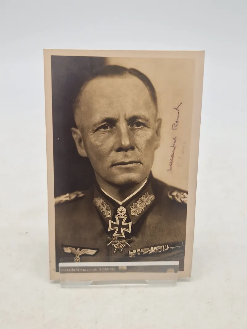 Originalt foto af Erwin Rommel signeret af hans søn Manfred Rommel 1928-2013