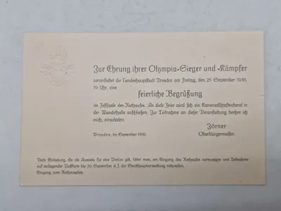 Original Olympiaden 1936 takkekort