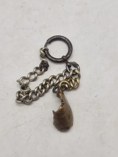 Originalt Tysk WW1 urkæde me projectile der sårede ejeren