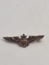 Original Observer Wing & Naval Aviator Badge, sterlingsølv, ww2 miniture