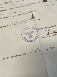 Sjælden original tysk passérseddel skrevet på borger i Frederikshavn