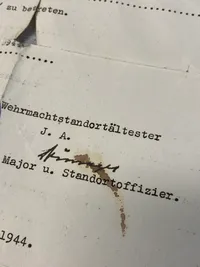 Sjælden original tysk passérseddel skrevet på borger i Frederikshavn