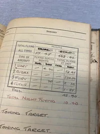 Original Engelsk Royal air force  logbog for pilot - fra 1930’erne, godt udfyldt