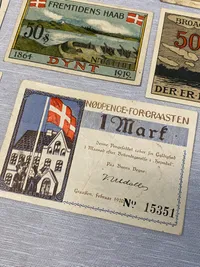 Samling originale danske nødsedler 1920