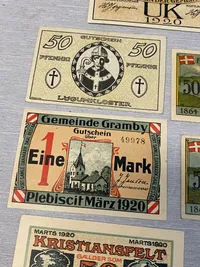 Samling originale danske nødsedler 1920