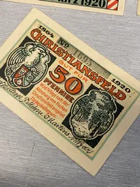 Samling originale danske nødsedler 1920