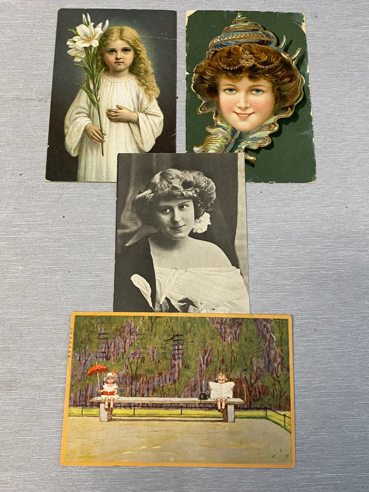 4 stk danske postkort - over 100 år gamle m danske frimærker