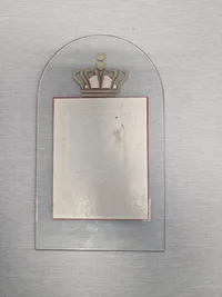 Originalt Stort glas kongemærke, brugt i forretninger der solgte kongemærker under WW2, til display