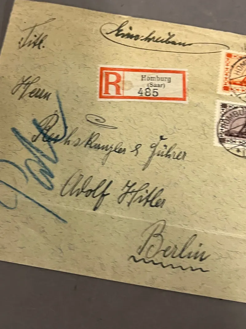 Ekstremt sjælden kuvert sendt til Adolf Hitler 1935