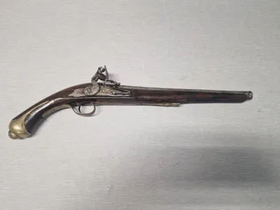 Original 17 tals flintepistol med guldindlæg