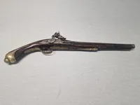 Original 17 tals flintepistol med guldindlæg