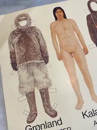 Sjælden original planche med grønlandske udklædningsdukker