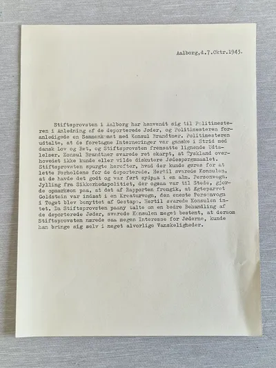 Originalt ww2 skrivelse om Danske jøder