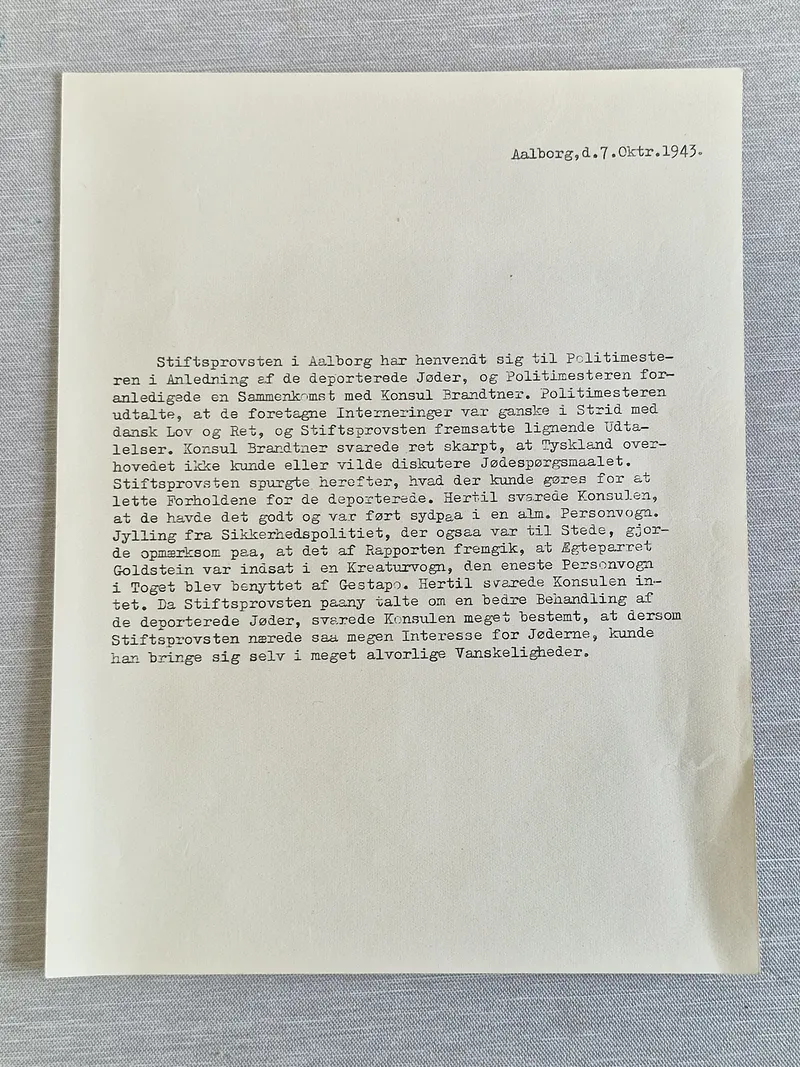 Originalt ww2 skrivelse om Danske jøder