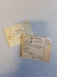 Lot originale mini brevkort, dansebilletter mm.
