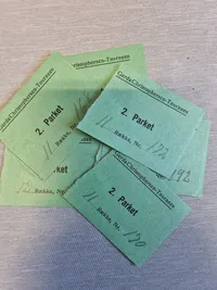 Lot originale mini brevkort, dansebilletter mm.