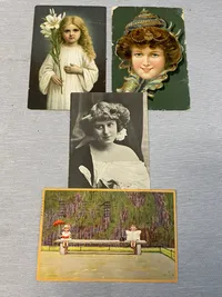 4 stk danske postkort - over 100 år gamle m danske frimærker