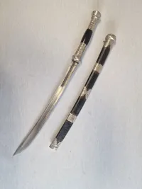 Original sølvmonteret Dha sværd fra Siam, uhyggelig skarp