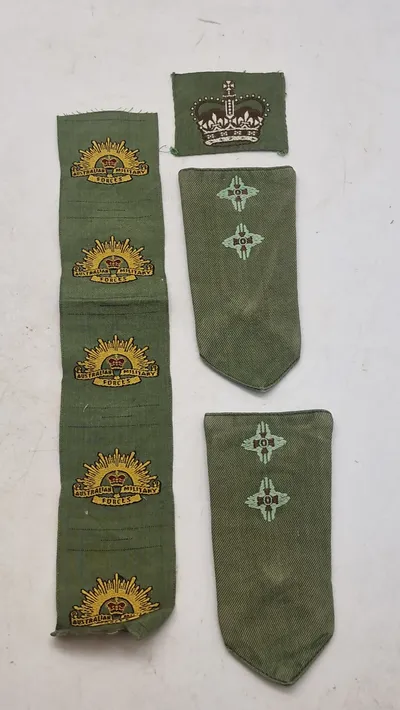 Samling australske Rising Sun stofmærker. Original