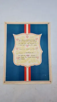 Takke diplom fra den danske modstandsbevægelse PÅ vestfyn. Original