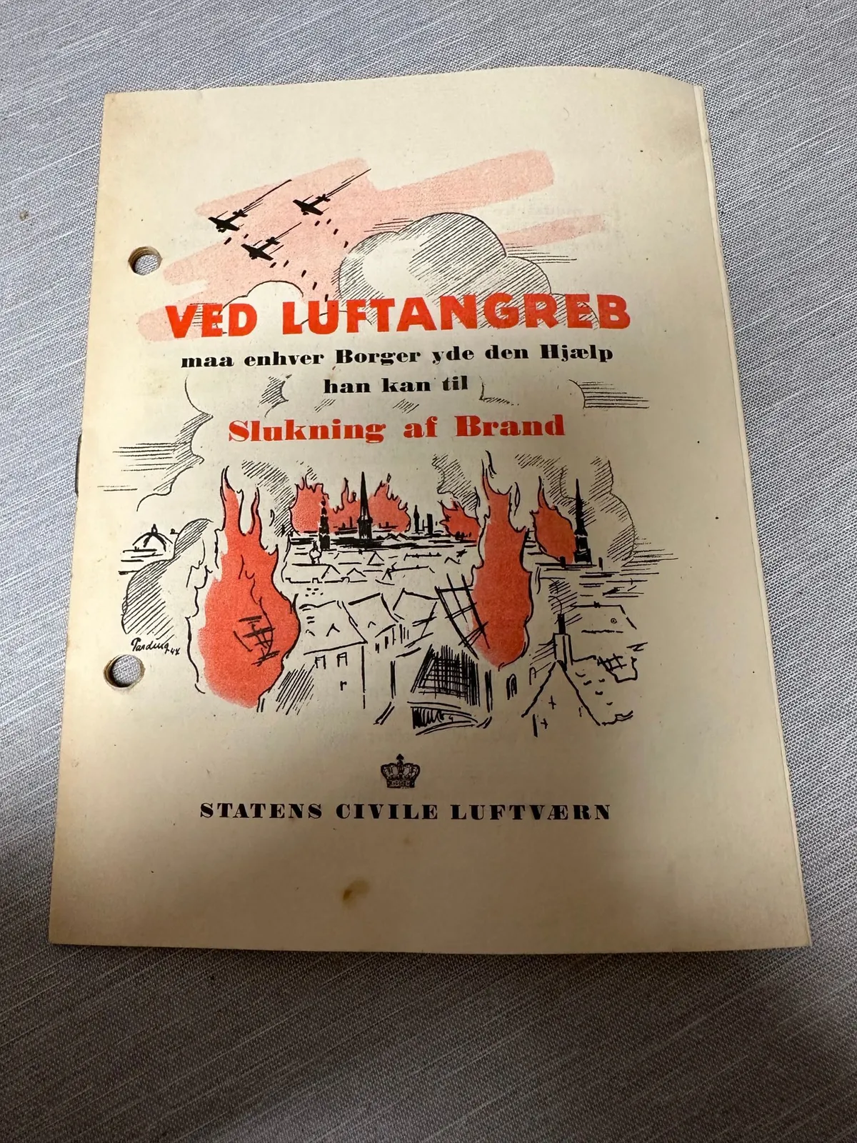 Original Dansk WW2 folder ved luftangreb