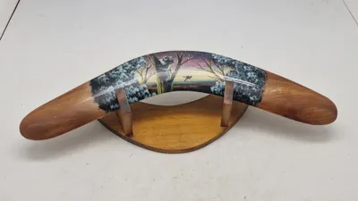 Australsk boomerang med holder, håndmalet