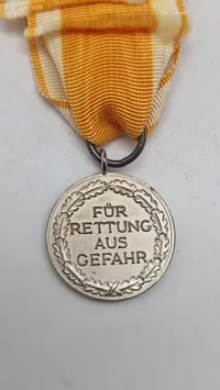 Tysk redningsmedalje fra delstaten Nordrhein-Westfalen. Original