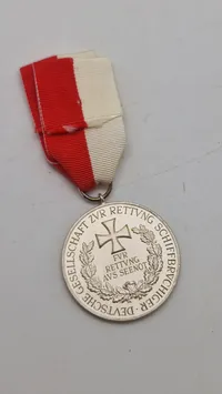 Medaille für Rettung aus Seenot", en tysk redningsmedalje fra Deutsche Gesellschaft zur Rettung Schiffbrüchiger (DGzRS). Original