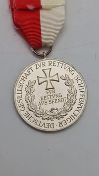 Medaille für Rettung aus Seenot", en tysk redningsmedalje fra Deutsche Gesellschaft zur Rettung Schiffbrüchiger (DGzRS). Original
