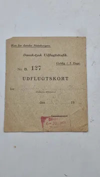 Udflugtskort fra dansk tysk udflugtstrafik, udstedt 1939. Original