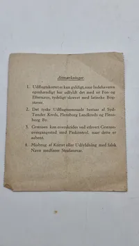 Udflugtskort fra dansk tysk udflugtstrafik, udstedt 1939. Original
