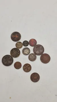 Samling danske skillingsmønter mm.