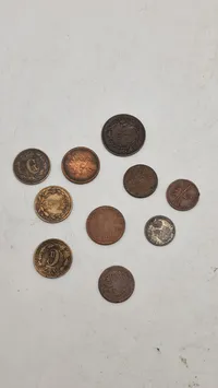 Samling danske skillingsmønter mm.