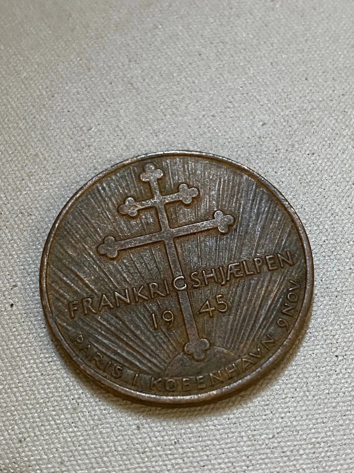 Original mønt - Frankrigshjælpen 1945