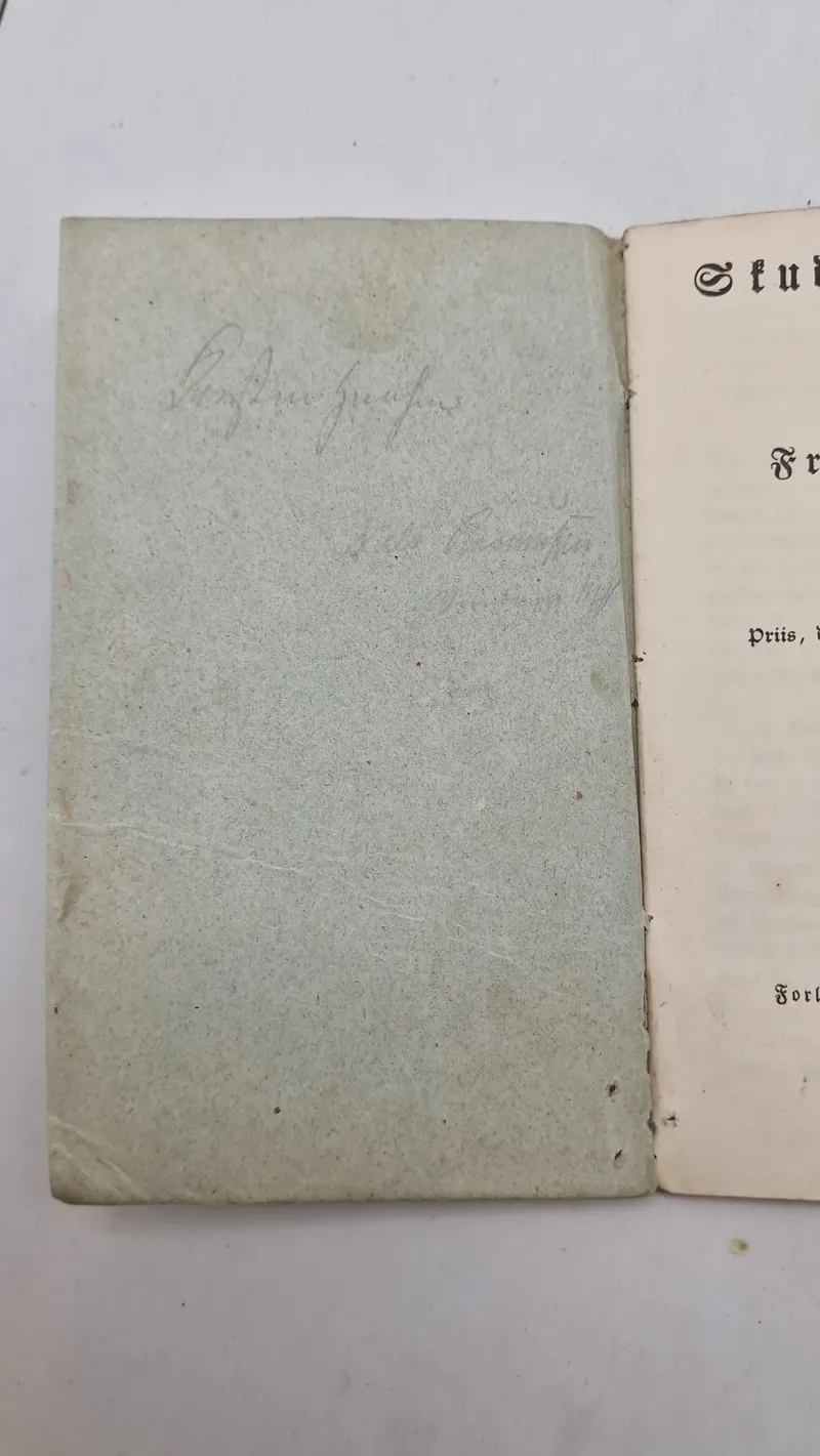 skudsmålsbog for fruentimmer fra 1838, udgivet af J.V. Soldenfeldt i København