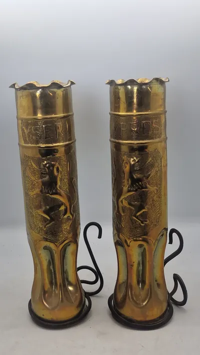 ww1 granat hylstre lavet som stager. Originale