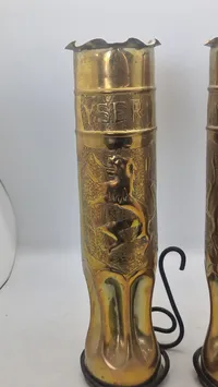 ww1 granat hylstre lavet som stager. Originale