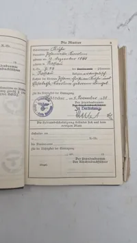 Tysk Ahnenpaß fra en Revierförster (distriktsskovfoged) i byen Nassau, ww2. Original