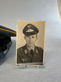 Original udleveret Tysk NCO kasket flyvende personel, samt foto