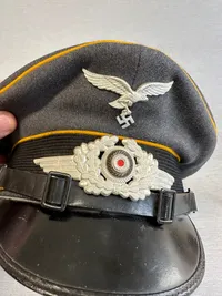 Original udleveret Tysk NCO kasket flyvende personel, samt foto
