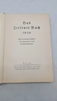 Das Zeesener Buch 1939, ww2. Original