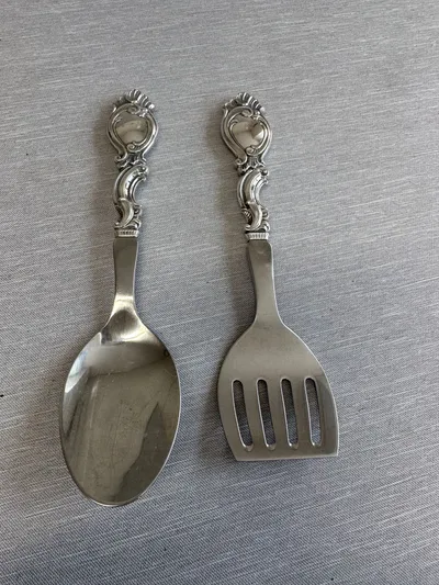 Originalt salatbestik med sølv greb