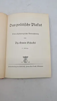 Ekstremt Sjælden bog: Das politische Plakat af Erwin Schockel (NSDAP-udgivelse). Original