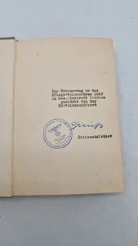 Tysk ww2 bog med Dedikation fra et reservelazaret (militærhospital) i Zwickau, Tyskland. Original